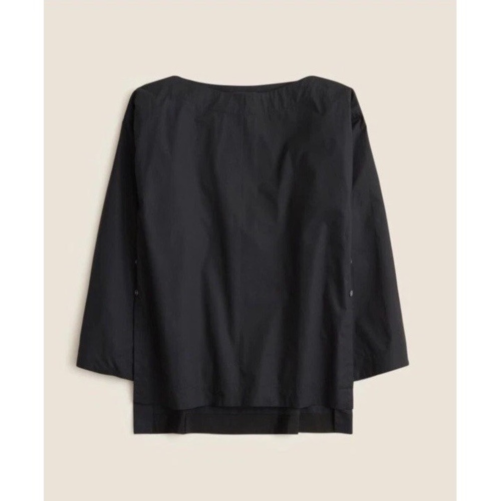 EUC J. Crew Black Ciel Boatneck Cotton Poplin Top  WOMENS MEDIUM